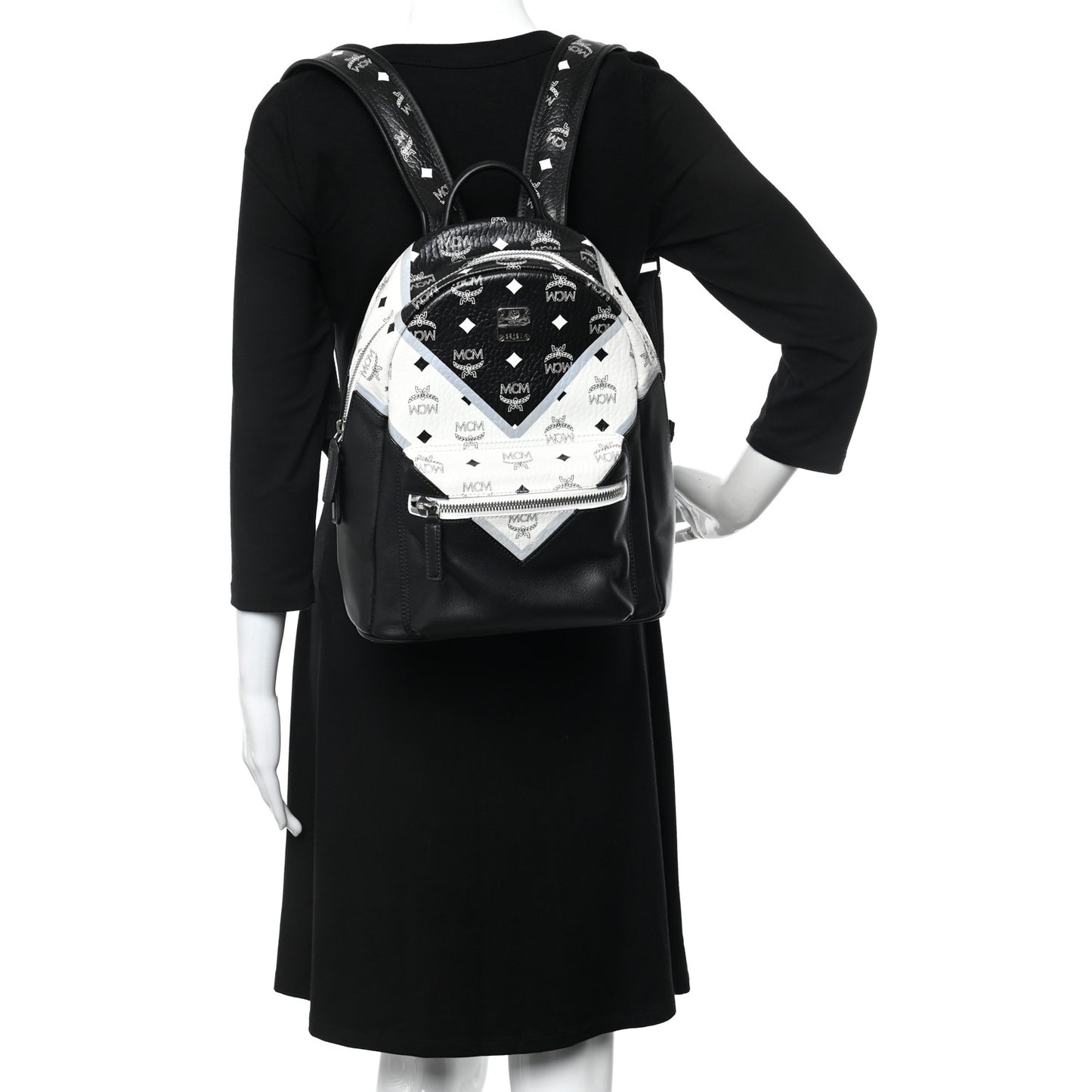 Visetos Chevron Colorblock Small Stark Backpack Black White