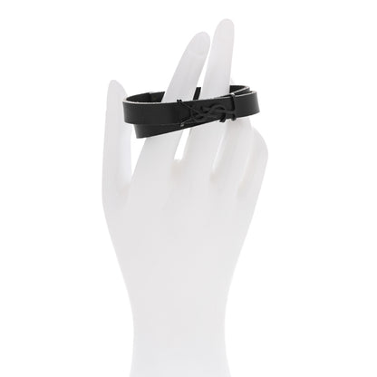 Saint Laurent Calfskin Opyum Double Wrap Bracelet Black 2 of 6