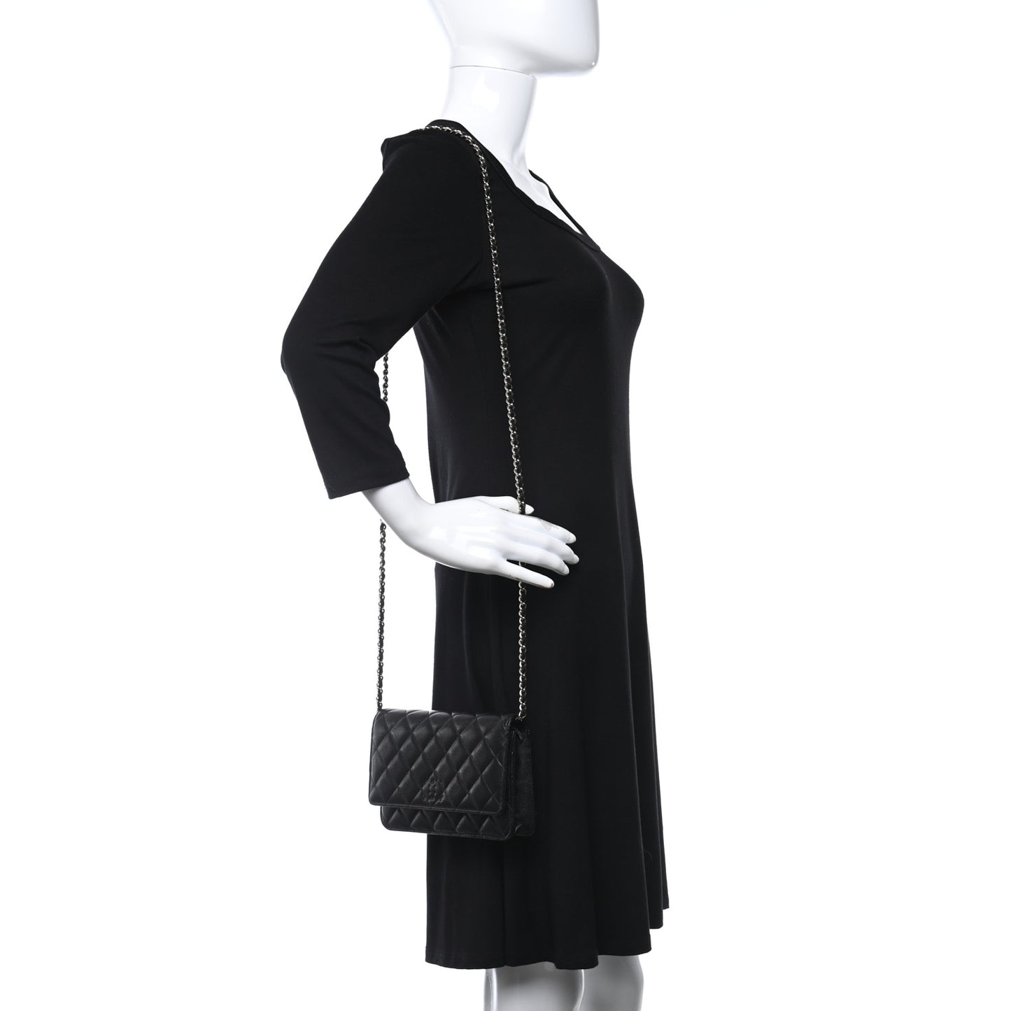 Caviar Quilted Coco Candy Wallet On Chain WOC Black