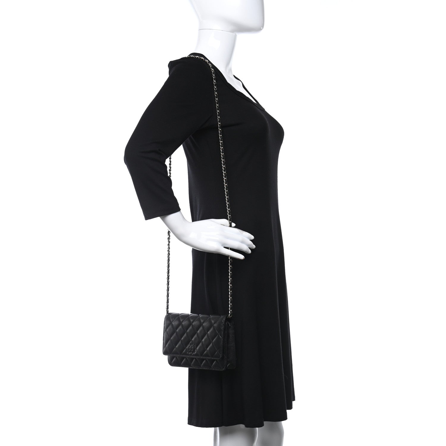 Chanel Caviar Quilted Coco Candy Wallet On Chain WOC Black 2 of 11