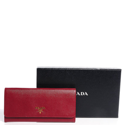 Prada Saffiano Metal Oro Chain Wallet Cherry 5 of 10