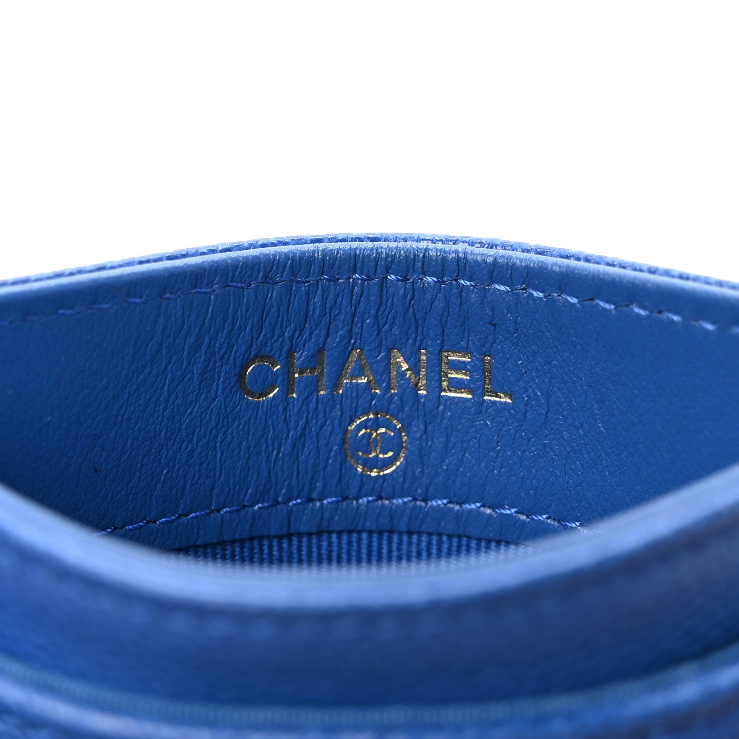 Chanel Caviar Quilted Studded CC Card Holder Blue 6 of 9