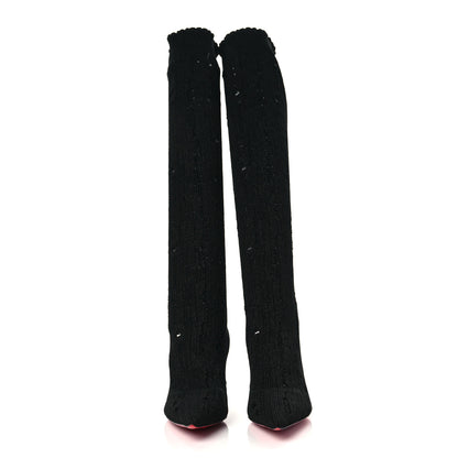 Christian Louboutin Tricot Sandrine Sock Knee Boots 37 Black 2 of 6
