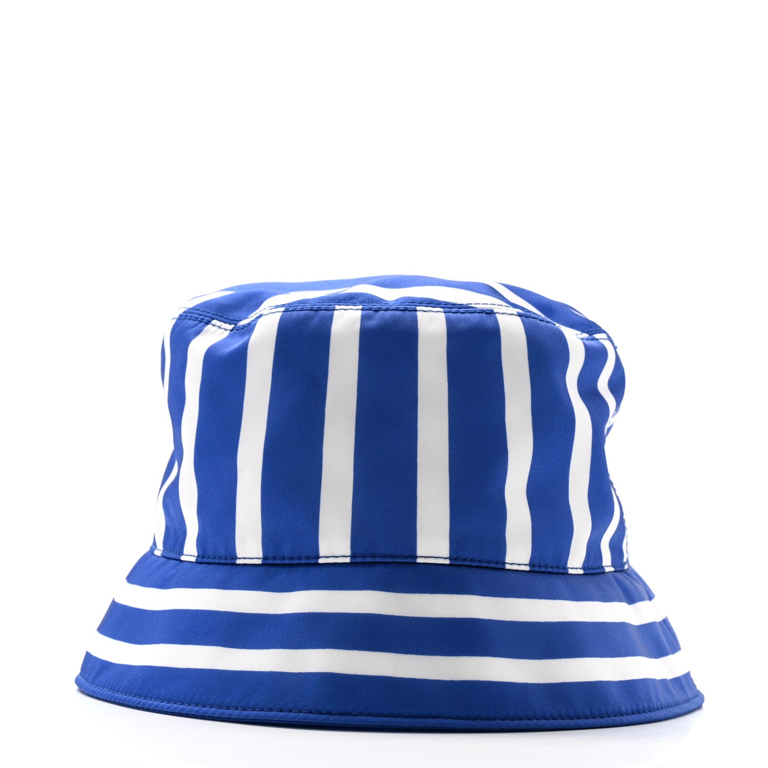 Prada Re-Nylon Logo Striped Womens Bucket Hat L Blue White 6 of 8
