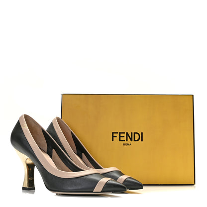 Fendi Nappa Colibri 85mm Pumps 38 Black Beige 12 of 12