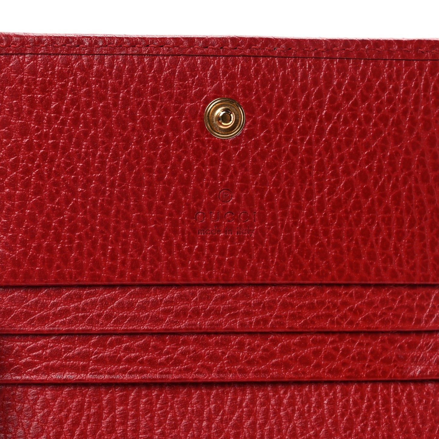 Pebbled Calfskin GG Marmont Card Case Hibiscus Red