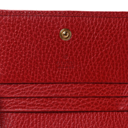 Gucci Pebbled Calfskin GG Marmont Card Case Hibiscus Red 6 of 9