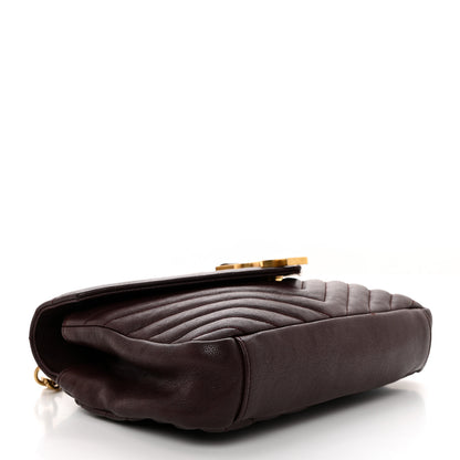 Saint Laurent Sheepskin Matelasse Chevron Monogram Medium College Bag Rouge Legion 4 of 12