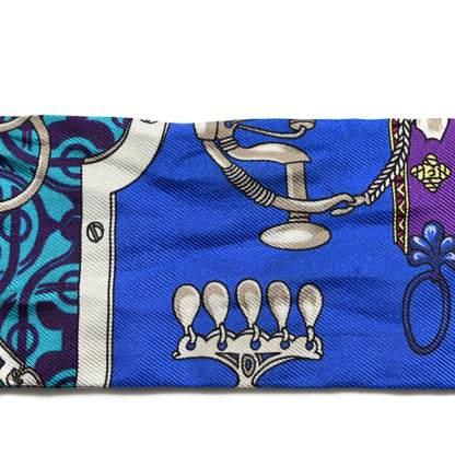Hermes Silk Mors Et Gourmettes Remix Twilly Bleu Roy Turquoise Prune 6 of 6