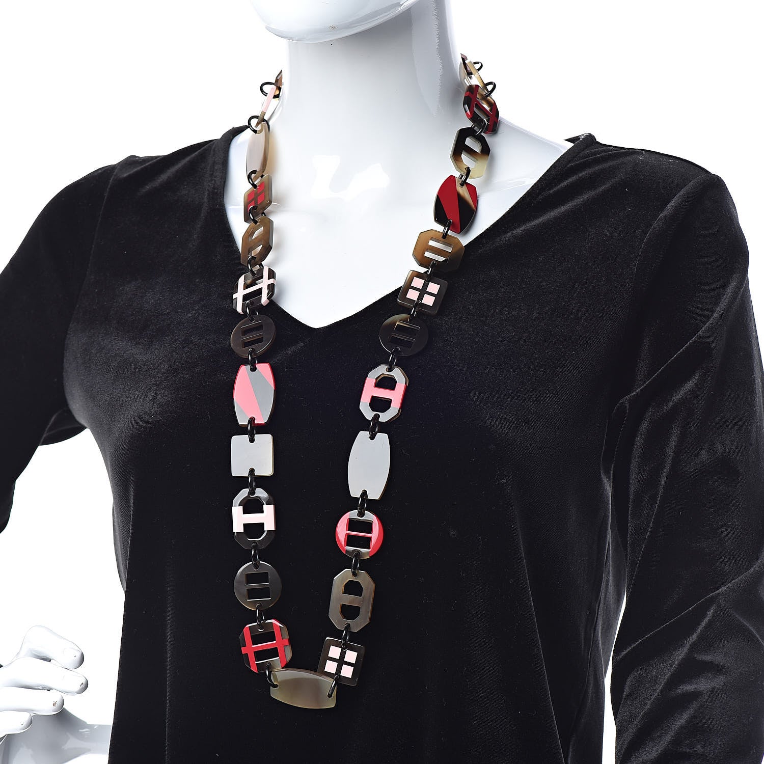 Hermes Horn Lacquer Opus Necklace Rouge Carmin Rose Boudoir 2 of 4