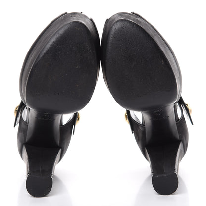 Louis Vuitton Suede Peep Toe Mary Jane Pumps 39 Black 7 of 16