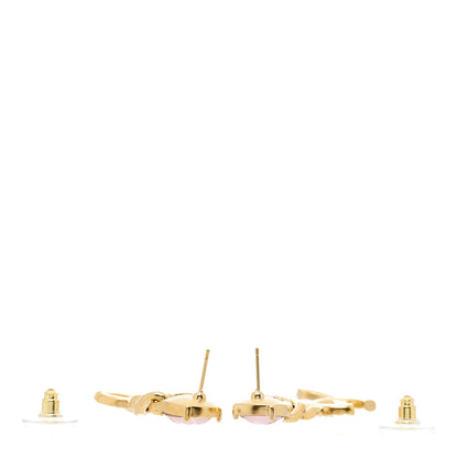 Chanel Glass Crystal CC Chain Drop Earrings Pink Gold 3 of 5