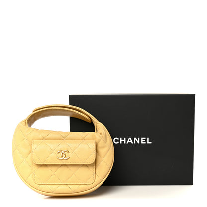 Chanel Caviar Quilted Polly Pocket Pouch Hobo Yellow 11 of 11