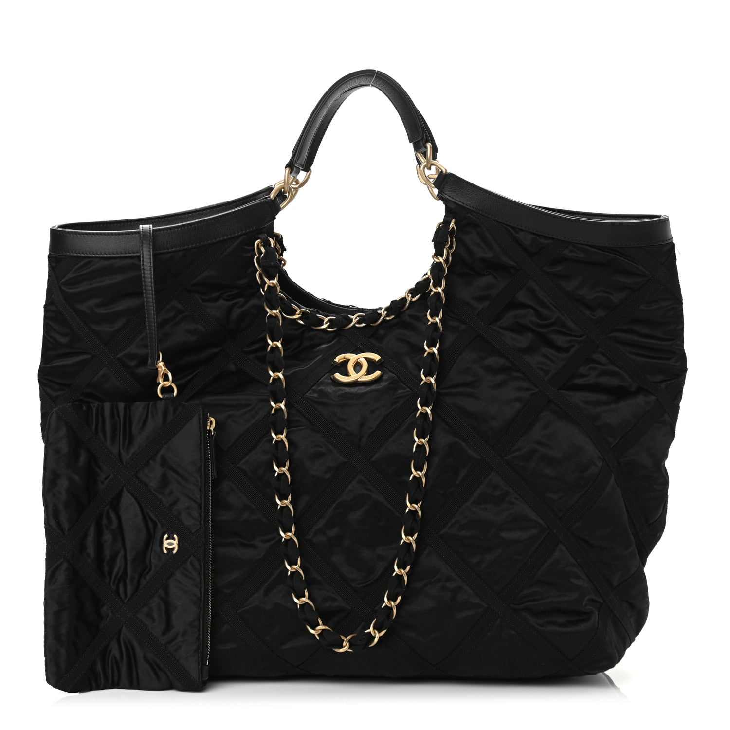 Chanel Nylon Grosgrain Quilted Maxi Lifestyle Shopping Bag Black 1 of 10