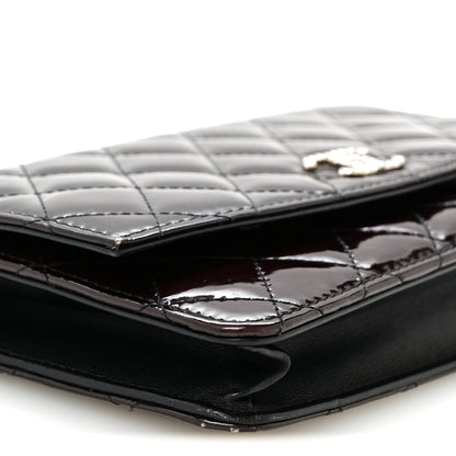 Chanel Patent Quilted Brilliant Wallet On Chain WOC Bordeaux Clair 10 of 11