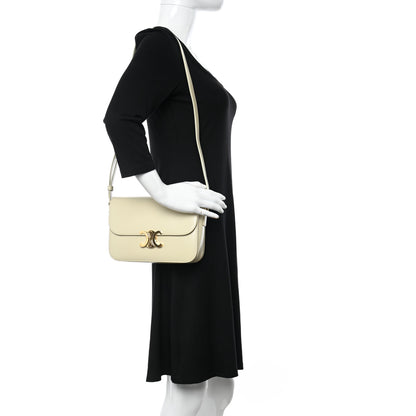 Celine Shiny Calfskin Medium Triomphe Limestone 2 of 12