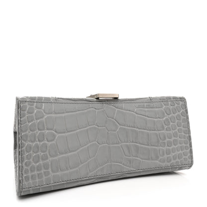 Balenciaga Shiny Calfskin Crocodile Embossed Small Hourglass Top Handle Bag Steel Grey 4 of 12