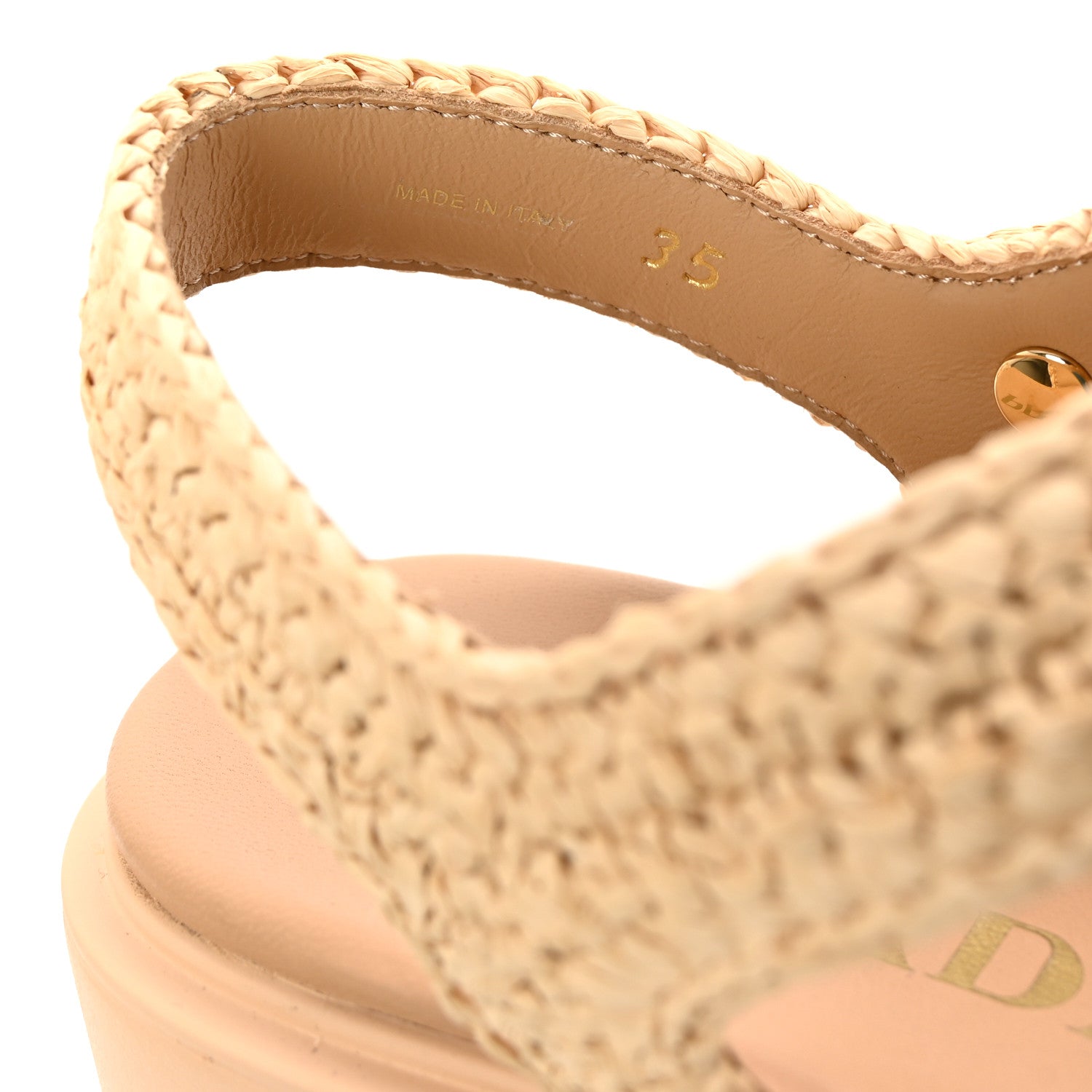 Prada Yarn Raffia Effect Metal Triangle Logo Crochet Monolith 55mm Cage Sandals 35 Naturale 9 of 10