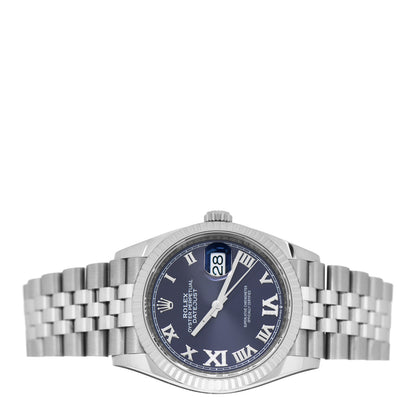 Rolex Stainless Steel 18K White Gold Diamond 36mm Oyster Perpetual Datejust Watch Aubergine Roman 126234 2 of 5