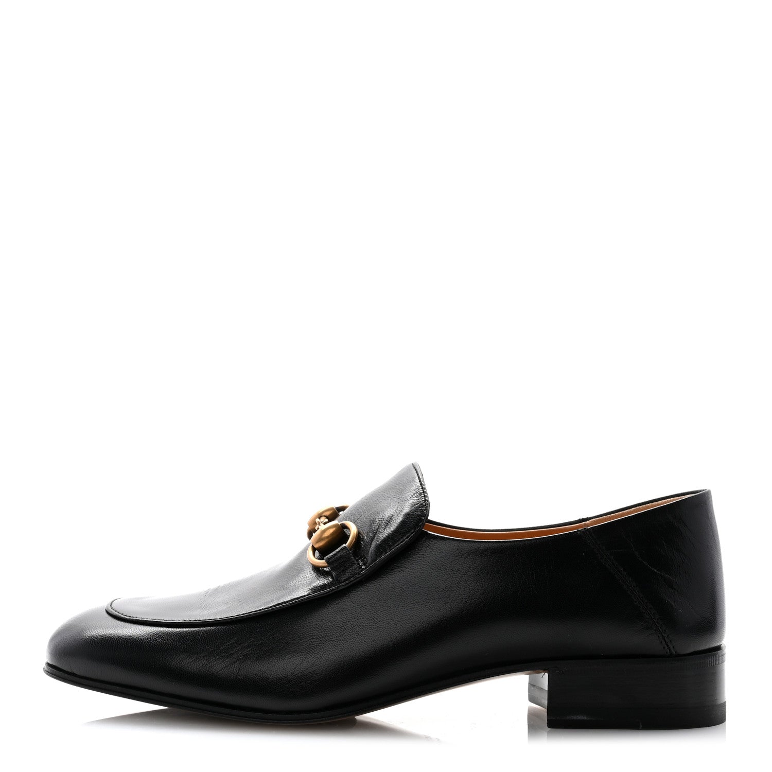 Gucci Goatskin Womens Horsebit Mid-Heel Loafers 39 Black 1 of 9