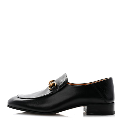 Gucci Goatskin Womens Horsebit Mid-Heel Loafers 39 Black 1 of 9
