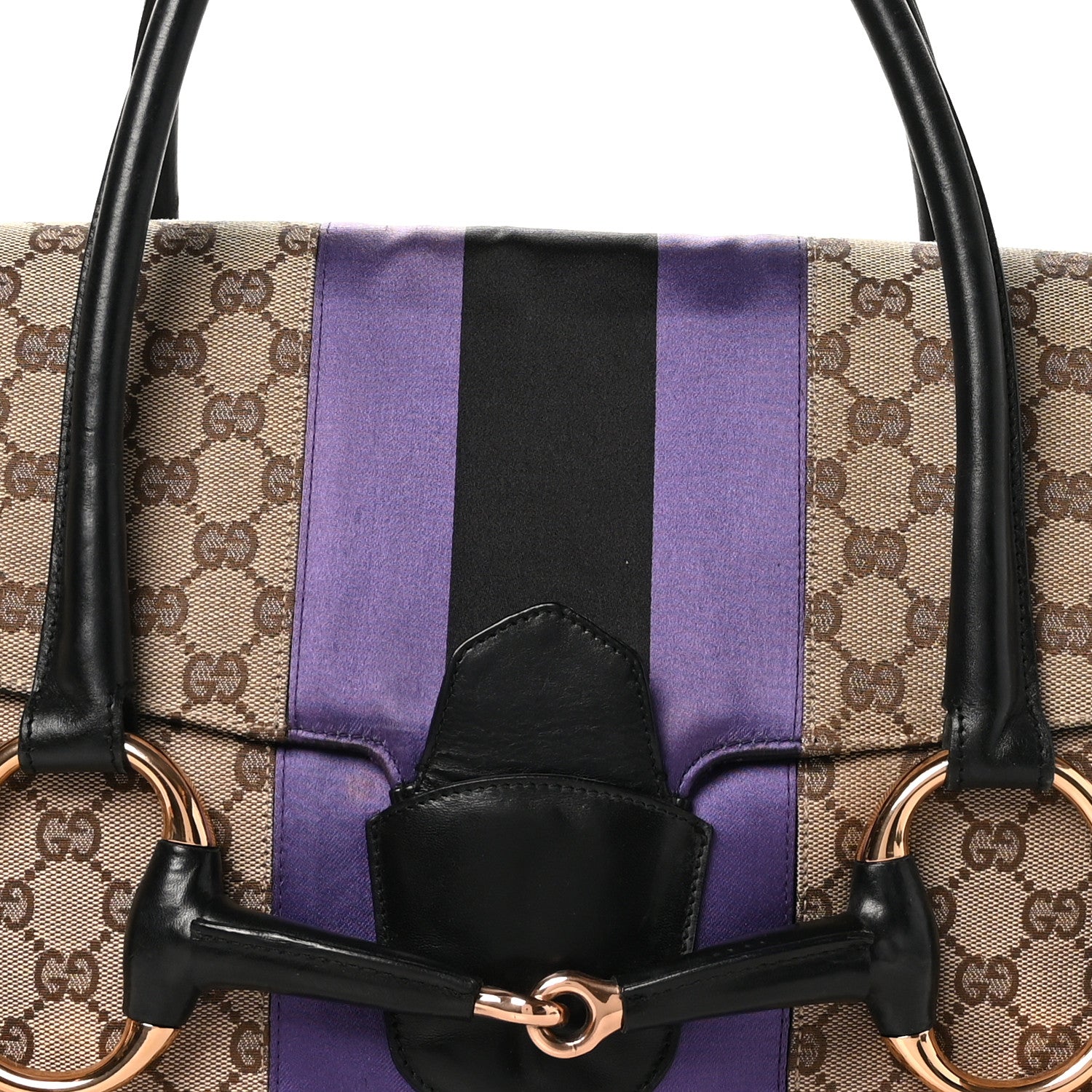 Gucci Monogram Horsebit Web Flap Bag Brown Purple 8 of 12