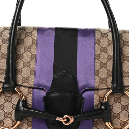 Gucci Monogram Horsebit Web Flap Bag Brown Purple 8 of 12