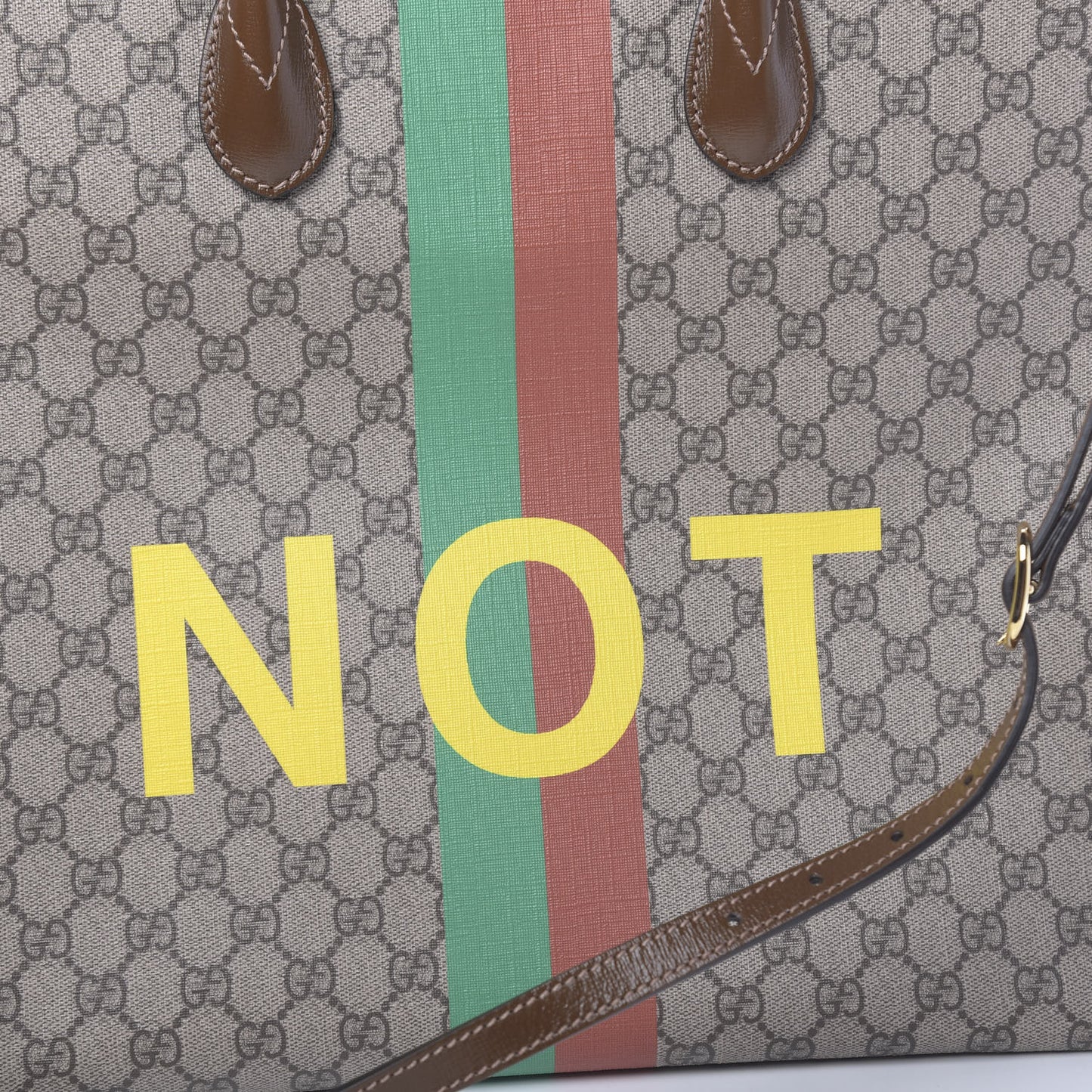 GG Supreme Monogram Fake/Not Large Retro Interlocking G Tote Bag Beige Brown Sugar
