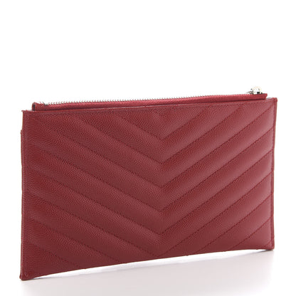 Saint Laurent Grain De Poudre Chevron Monogram Bill Pouch Rouge Eros 3 of 10