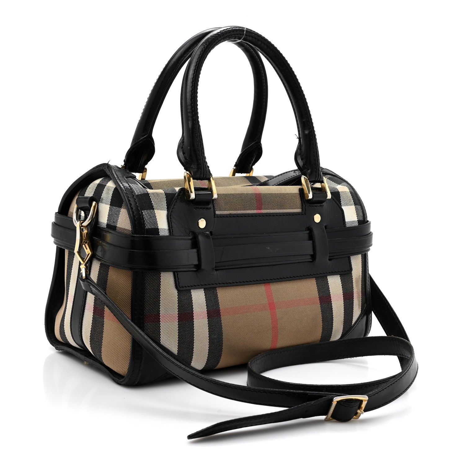 Burberry House Check Bridle Calfskin Medium Alchester Bowling Bag Black 3 of 21