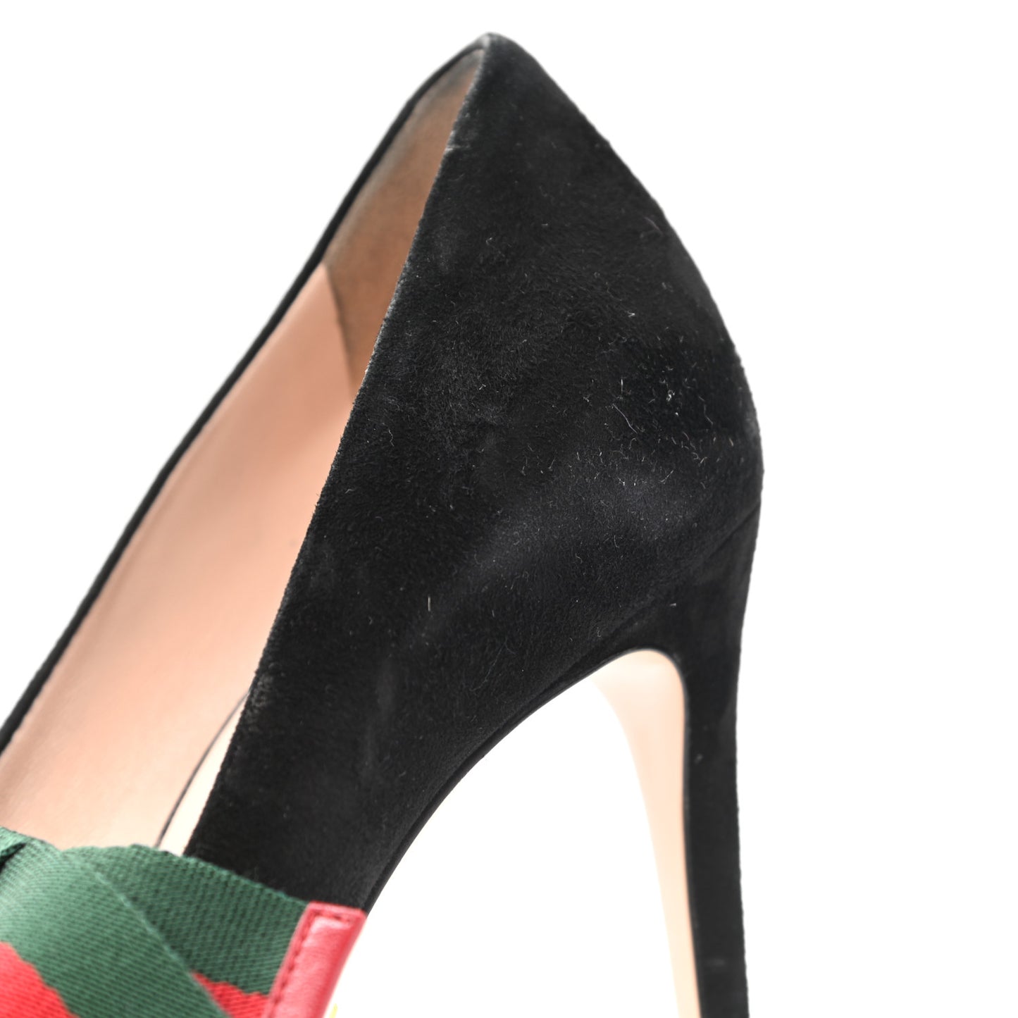 Kid Scamosciato Removable Web Bow High Heel Pumps 37.5 Black