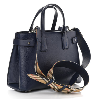 Burberry Derby Calfskin House Check Small Banner Tote Regency Blue 3 of 9