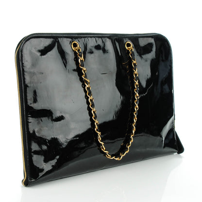 Chanel Patent CC Laptop Case Shoulder Bag Black 3 of 8