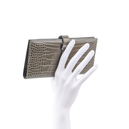 Hermes Shiny Alligator Bearn Wallet Gris Tourterelle 2 of 8