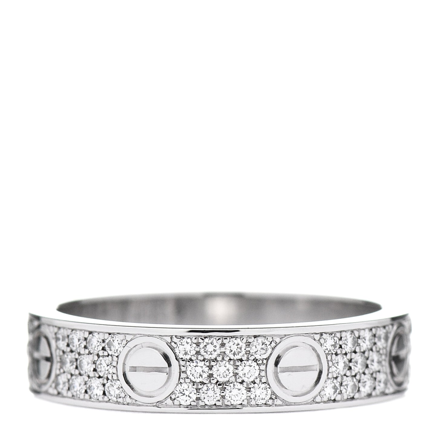 18K White Gold Diamond Paved LOVE Wedding Band Ring 48 4.5