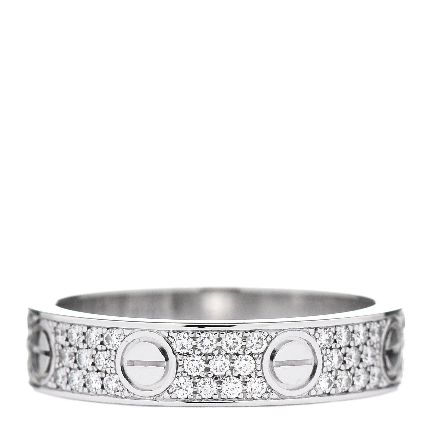 Cartier 18K White Gold Diamond Paved LOVE Wedding Band Ring 48 4.5 3 of 4