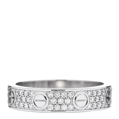 Cartier 18K White Gold Diamond Paved LOVE Wedding Band Ring 48 4.5 3 of 4