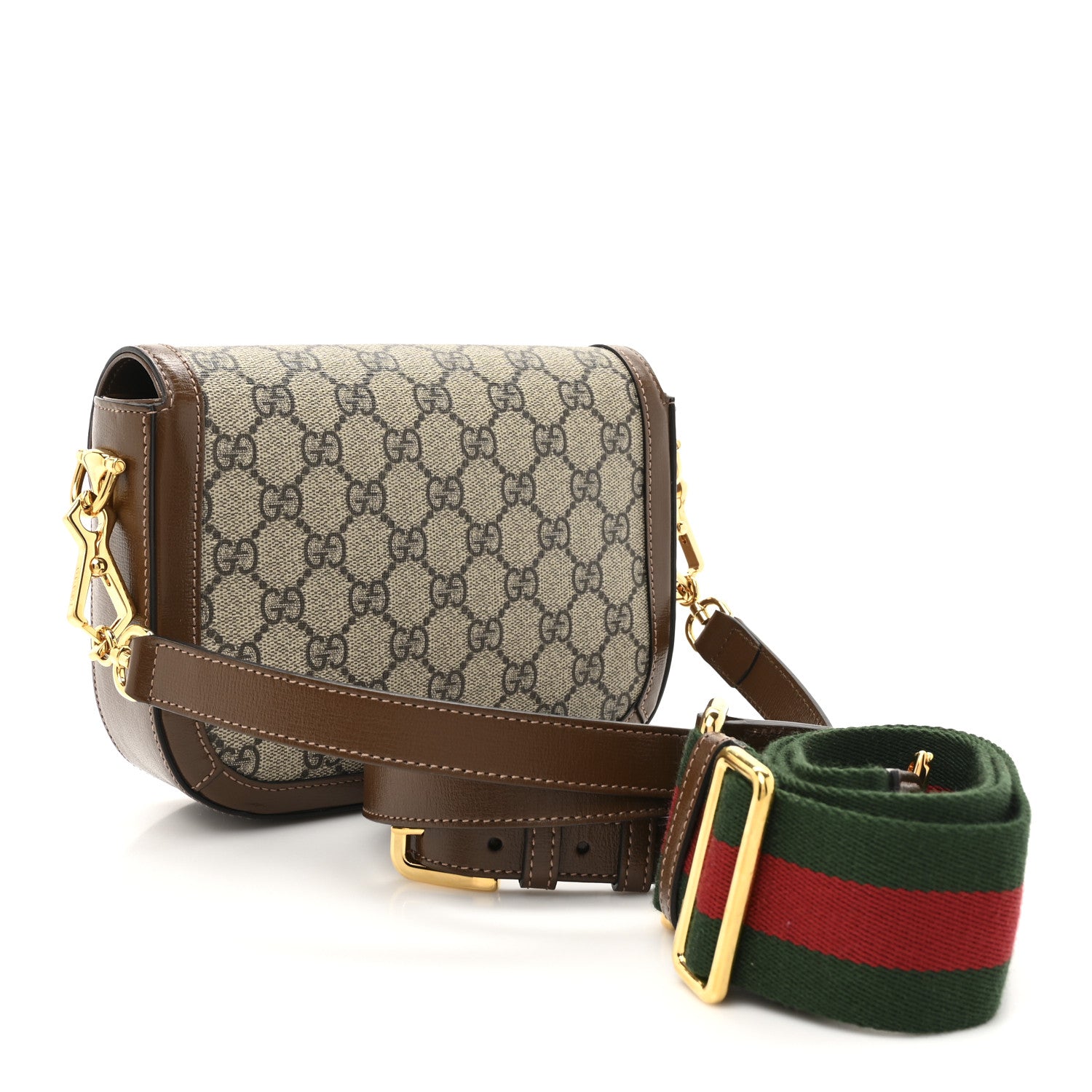 Gucci GG Supreme Monogram Web Mini Horsebit 1955 Shoulder Bag Beige Brown Sugar 3 of 10