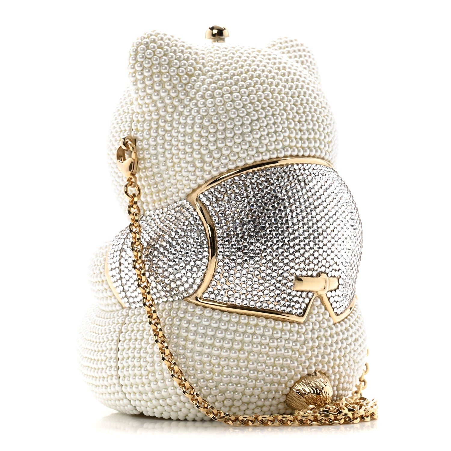 Judith Leiber Pearl Crystal Sweetheart Bear Minaudiere Clutch White 4 of 23
