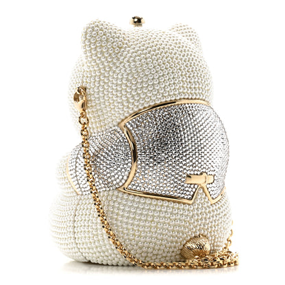 Judith Leiber Pearl Crystal Sweetheart Bear Minaudiere Clutch White 4 of 23