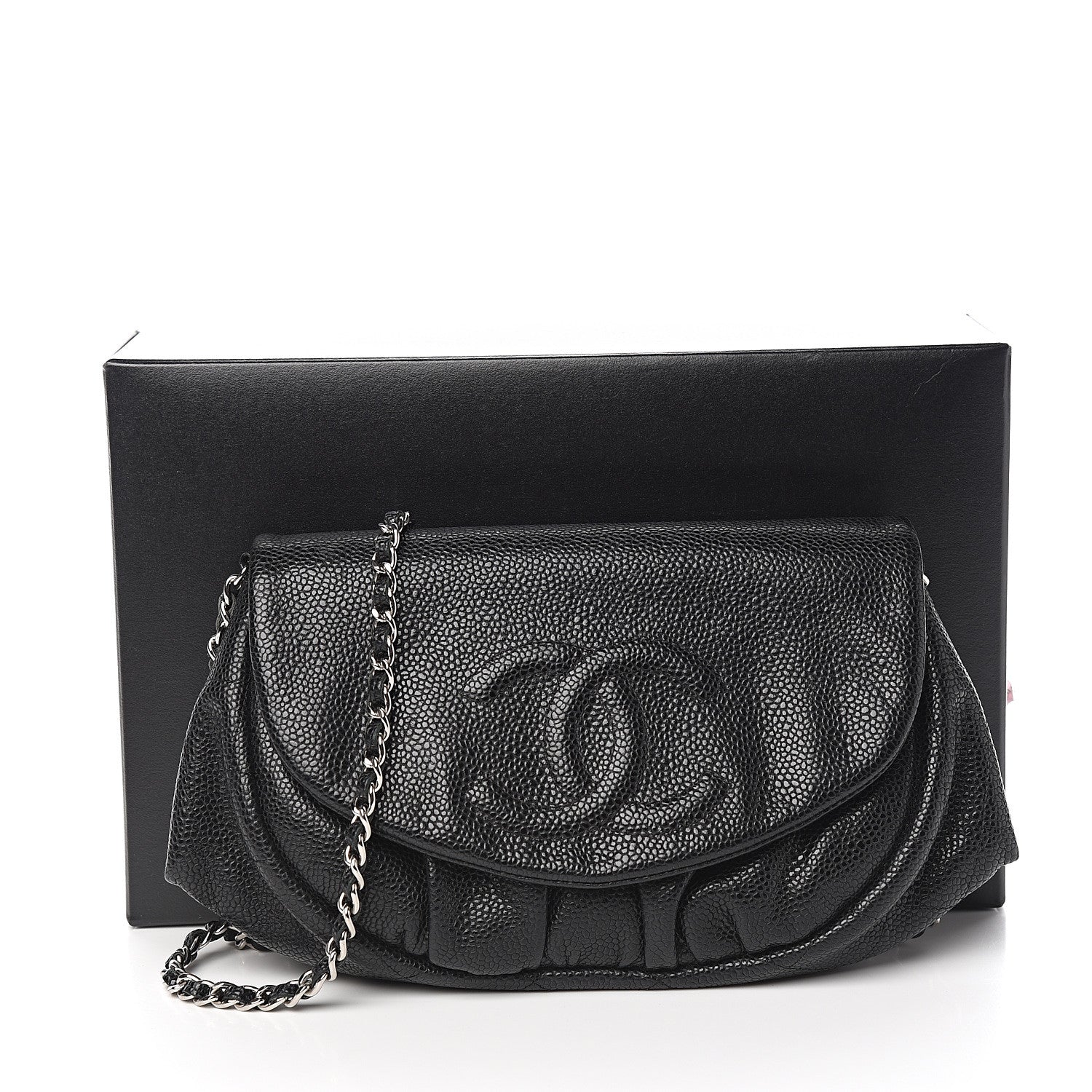 Chanel Caviar Half Moon Wallet On Chain WOC Black 10 of 10