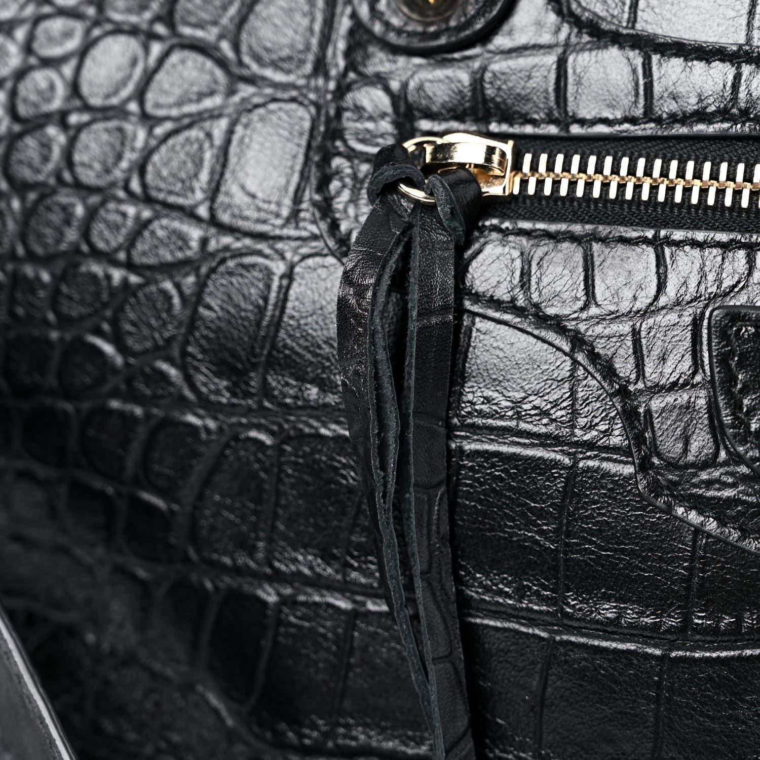 Balenciaga Calfskin Crocodile Embossed Classic Hardware City Black 13 of 13