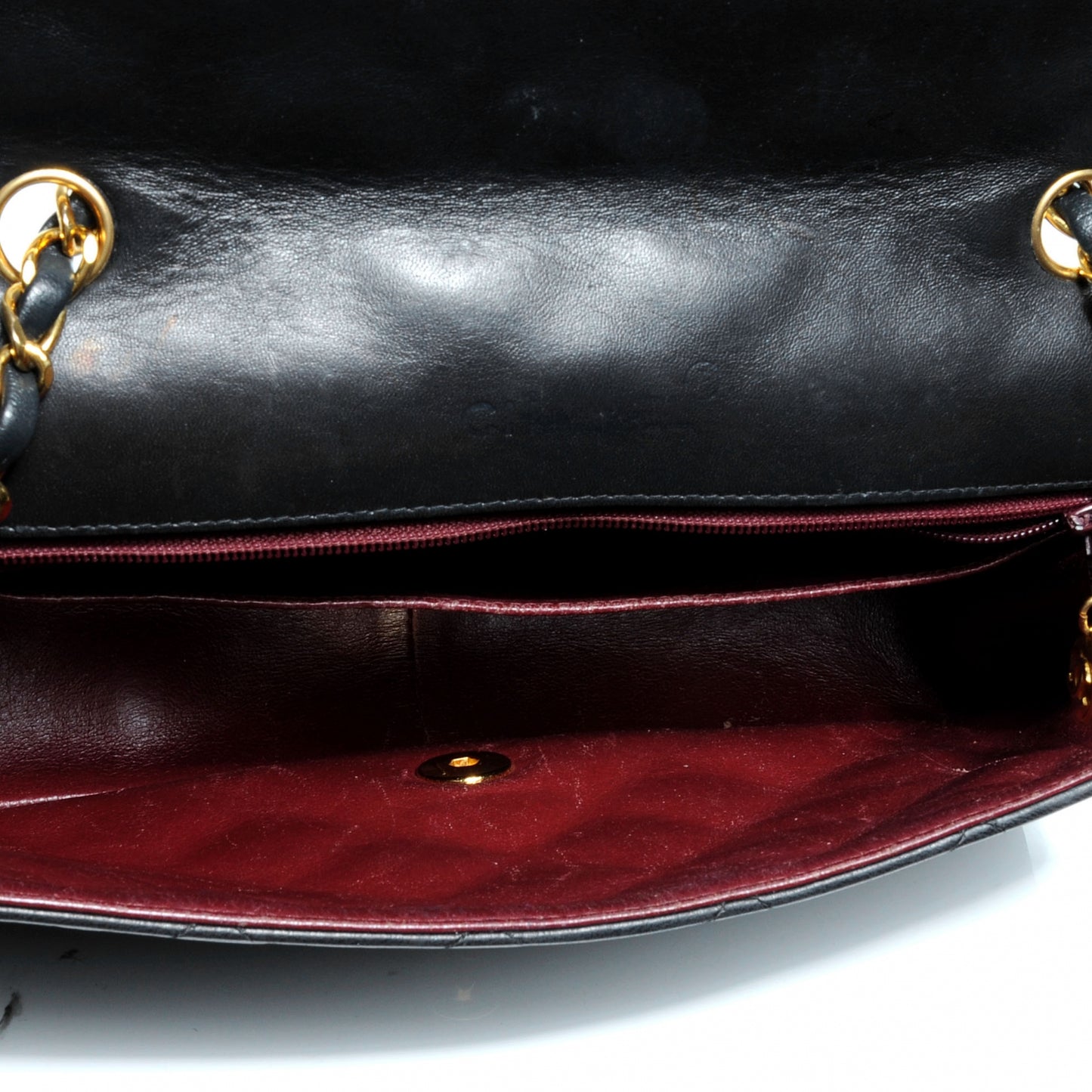 Lambskin Medium Single Flap Black