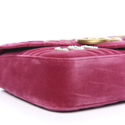 Gucci Velvet Matelasse Blind for Love Embroidered Medium GG Marmont Shoulder Bag Light Raspberry Rose Multicolor 9 of 12