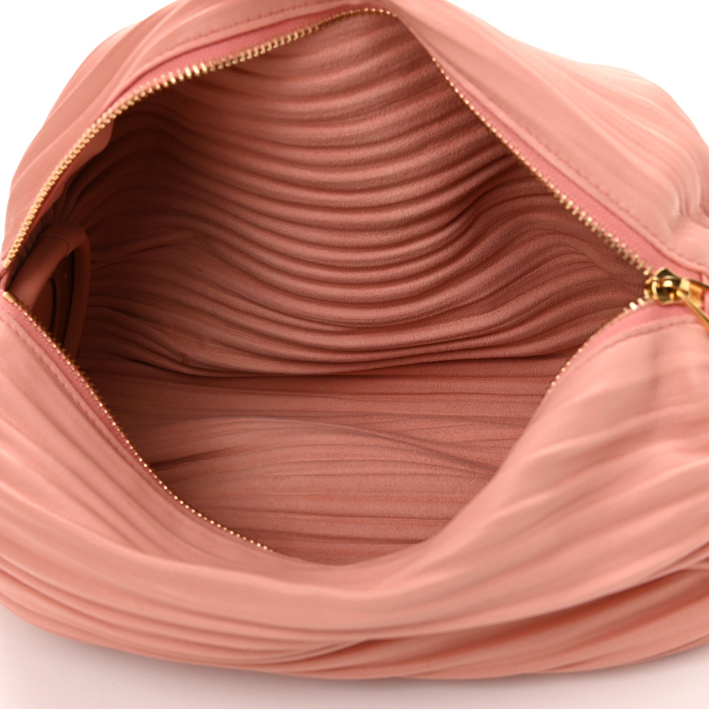 Lambskin Pleated Bracelet Pouch Shoulder Bag Blossom