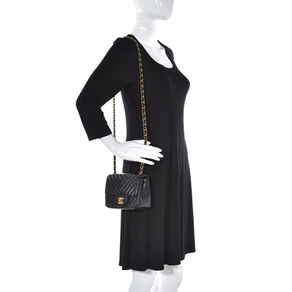 Chanel Lambskin Chevron Quilted Mini Square Flap Black 2 of 12