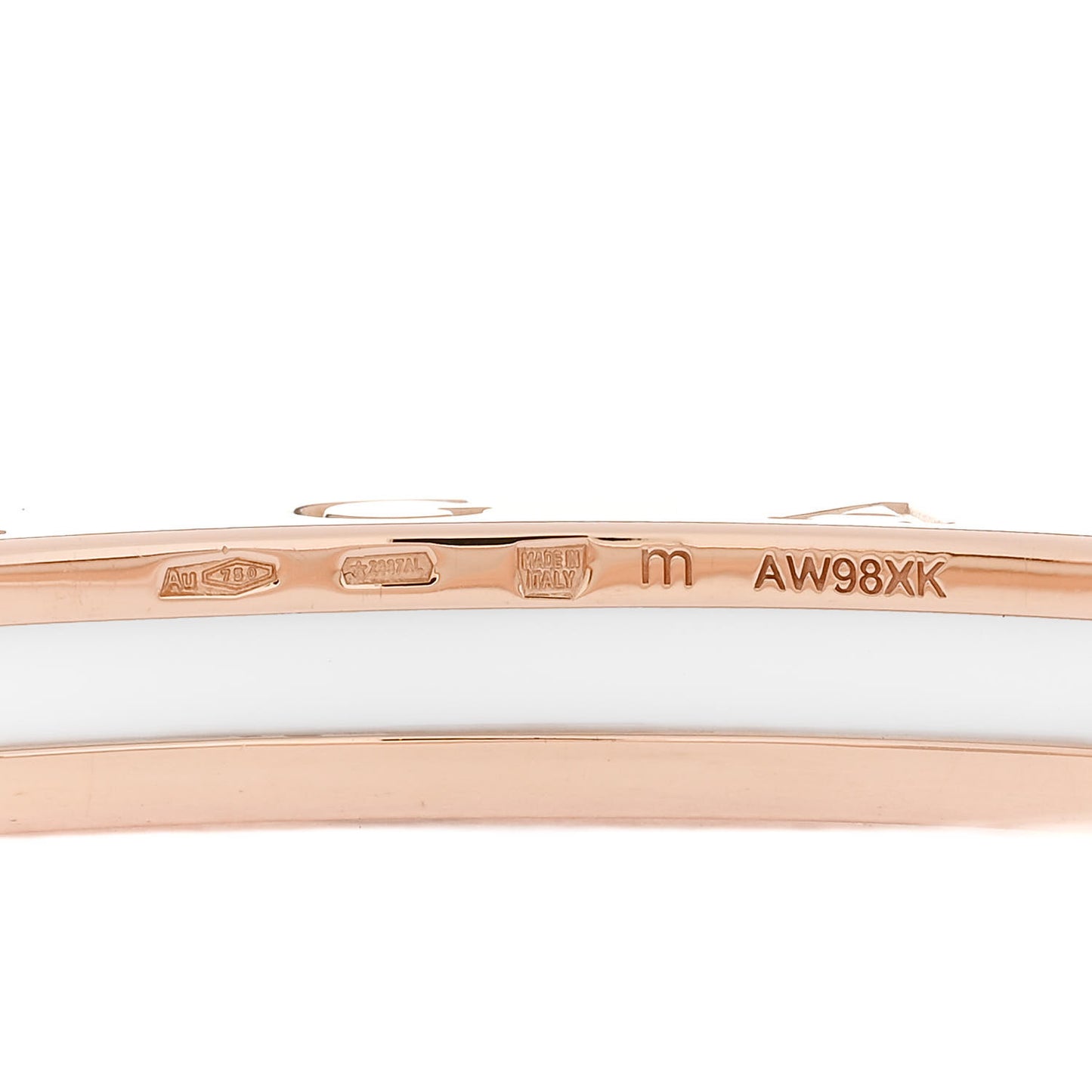 18K Rose Gold White Ceramic B.Zero1 Bangle Bracelet M