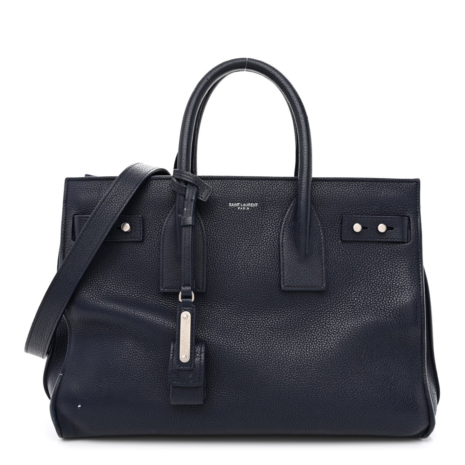 Saint Laurent Grained Calfskin Small Supple Sac De Jour Navy 1 of 16