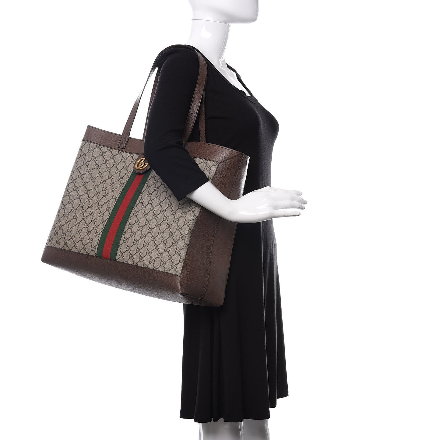 GG Supreme Monogram Web Ophidia Tote Brown