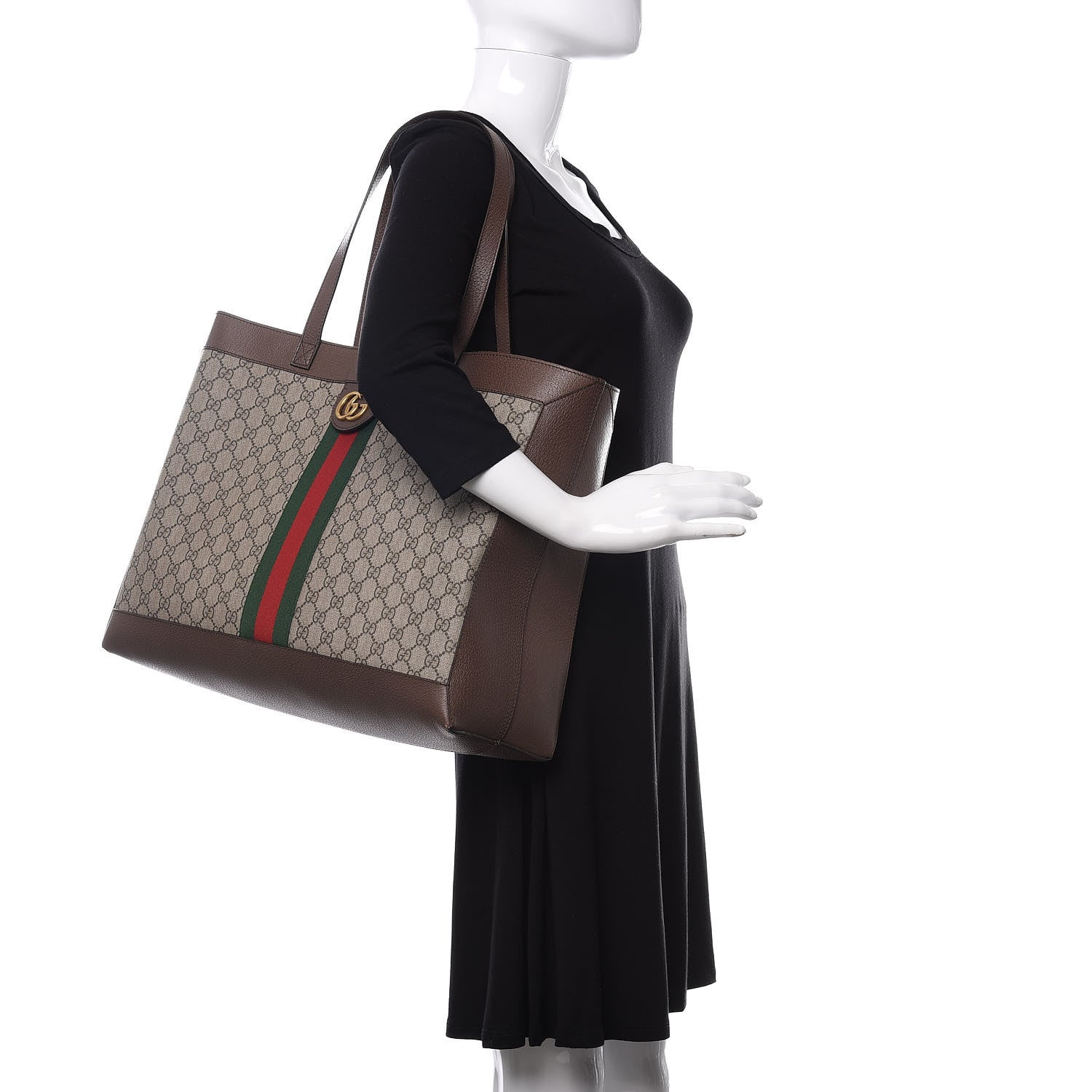 Gucci GG Supreme Monogram Web Ophidia Tote Brown 2 of 11